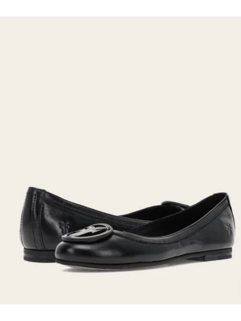 Frye Carson Logo Ballet Flat Black Leather Sz 8